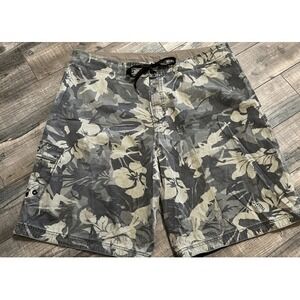 Crazy Shirts Hulaflage Camo Green‎ Floral Board Shorts Size 40
